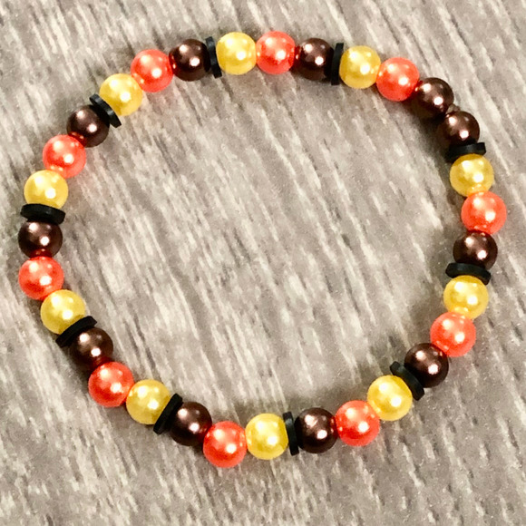 Fall color bracelets handmade with black clay bead spacers - Picture 3 of 5